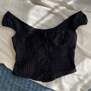 NWT mirror palais black eyelet top